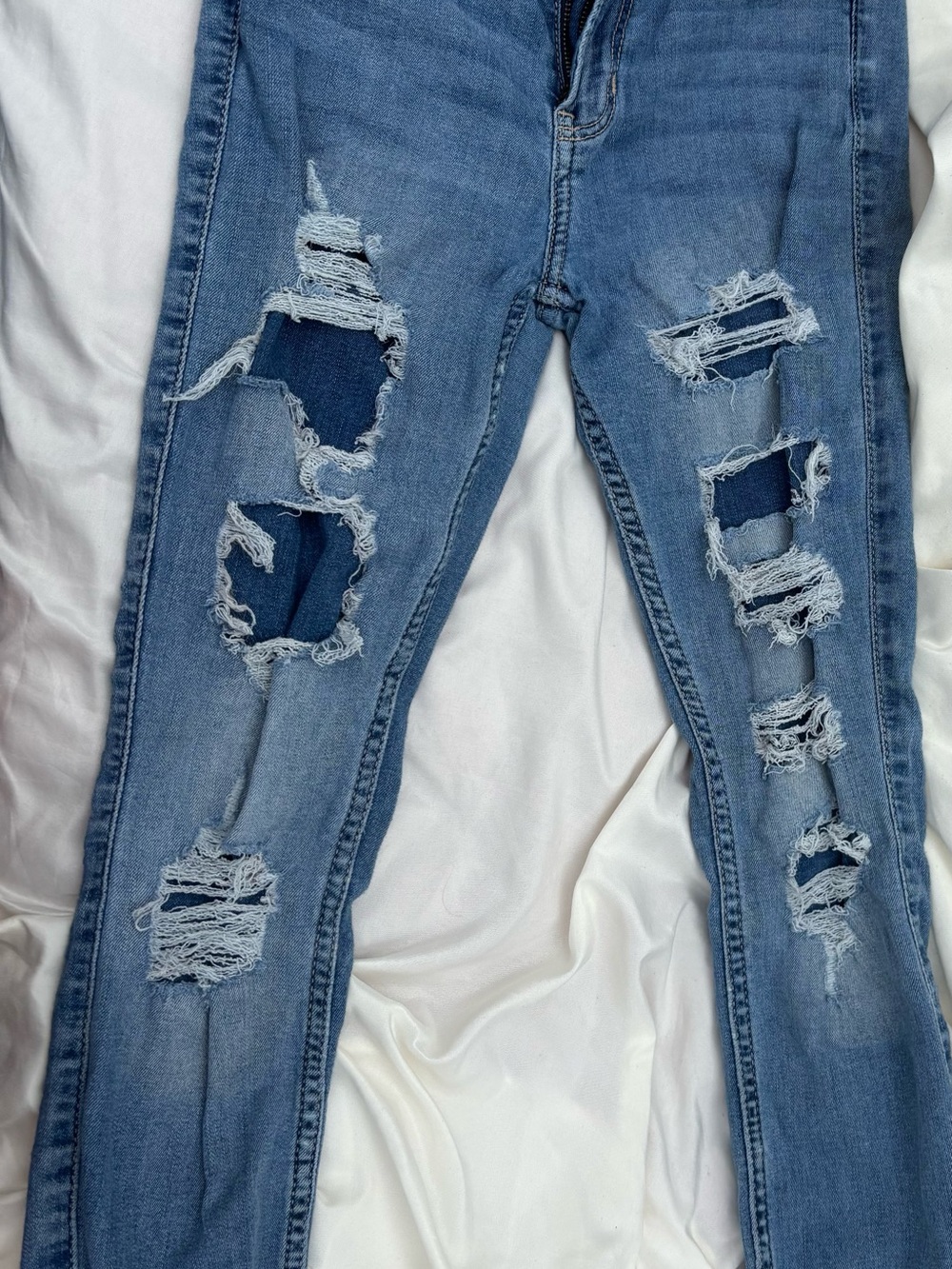 Hollister Light Blue Distressed High-Rise Super Skinny Jeans
